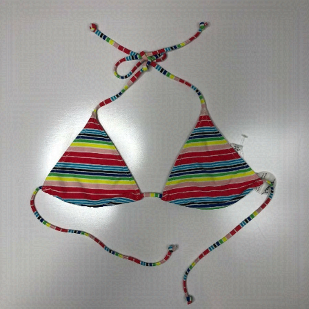 𝅺new Old Navy Yellow Red Blue Rainbow Striped String Bikini Swim Top SIZE M